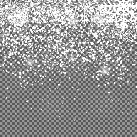 Falling Shining Snowflakes and Snow on Transparent Background. Christmas, Winter and New Year Background.のイラスト素材