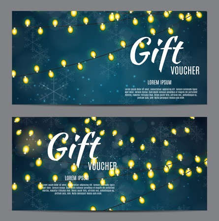 Christmas and New Year Gift Voucher, Discount Coupon Template Vector Illustrationのイラスト素材