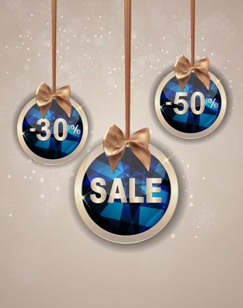 Christmas and New Year Sale Background, Discount Coupon Template. Vector Illustrationのイラスト素材