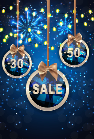 Christmas and New Year Sale Background, Discount Coupon Template. Vector Illustration EPS10のイラスト素材