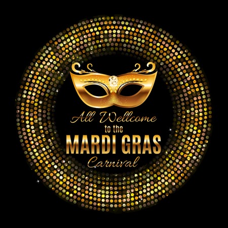 Mardi Gras Party Mask Holiday Poster Background.のイラスト素材