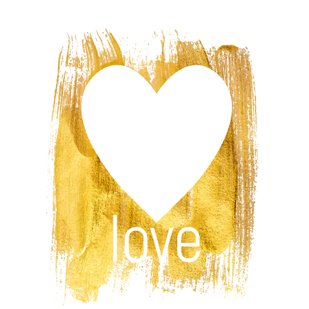 Gold Paint Glittering Textured Heart Art Illustration. Vector Ilのイラスト素材