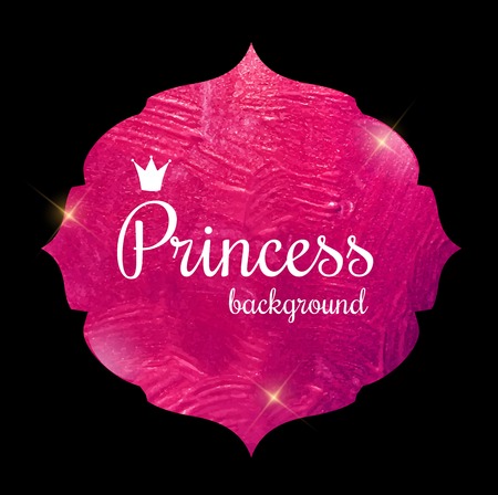 Pink Paint Glittering Textured Princess Crown Frame Vector Illusのイラスト素材