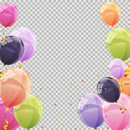 Color Glossy Balloons Transparent Background Vector Illustration EPS10のイラスト素材