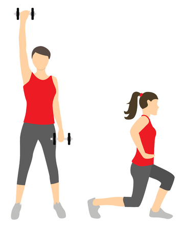 Girl Dioing Exercise on White Backgroundのイラスト素材