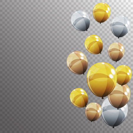 Group of Colour Glossy Helium Balloons Isolated on Transparent B.のイラスト素材