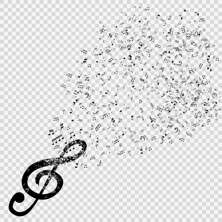 Set of musical notes with treble clef.のイラスト素材
