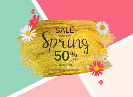 Abstract Design Spring Sale Banner Template. Vector Illustrationのイラスト素材