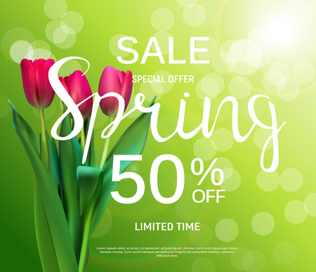 Floral Abstract Design Spring Sale Banner Template.のイラスト素材