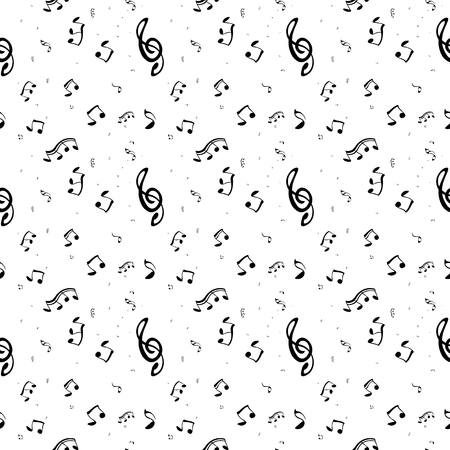 Seamless pattern from Set of musical notes and Treble clef. Vectのイラスト素材