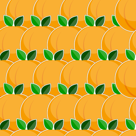 Seamless pattern with peach fruits in flat styleのイラスト素材