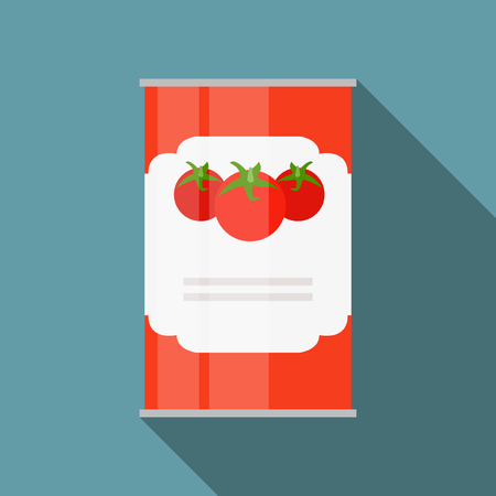 Tomato Sauce, Soup Can Template in Modern Flat Style Isolated onのイラスト素材