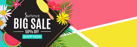 Summer Sale Abstract Banner Background Vector Illustrationのイラスト素材