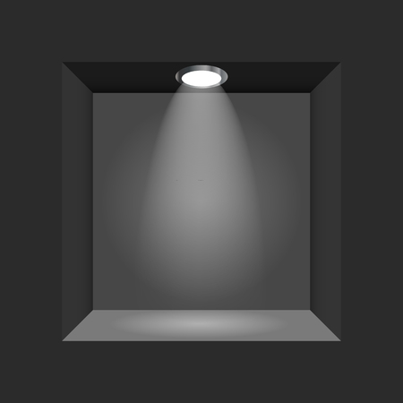 Exhibition Concept, Black Empty Box, Frame with Illumination. Template for Your Content. 3d Vector Illustrationのイラスト素材