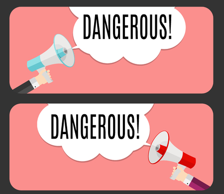 Abstract Banner with text Dangerous. Emotion and Curiosity Concept. Pop Art  Retro Design Element for Advertising and Poste. Vector Illustrationのイラスト素材