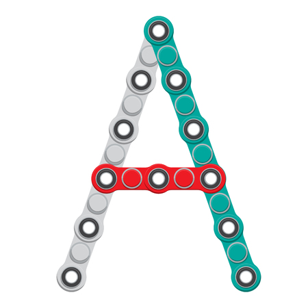 Alphabet from the New popular anti-stress toy Spinner. Letter A. Vector Illustration.のイラスト素材