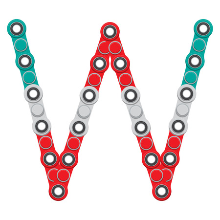 Alphabet from the New popular anti-stress toy Spinner. Letter W. Vector Illustration.のイラスト素材
