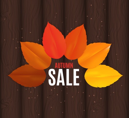 Shiny Autumn Leaves Sale Banner. Business Discount Card Vector Illustration.のイラスト素材