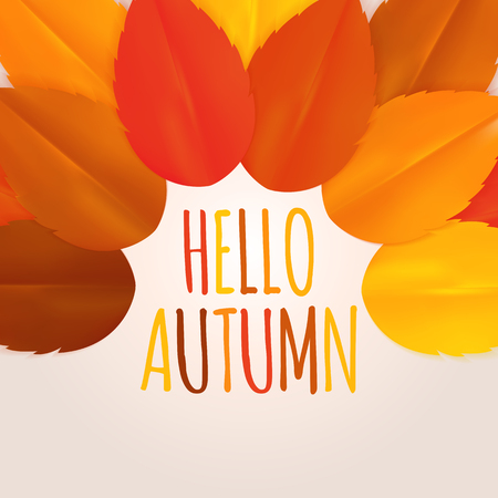 Shiny Autumn Leaves Sale Banner. Business Discount Card. Vector Illustrationのイラスト素材