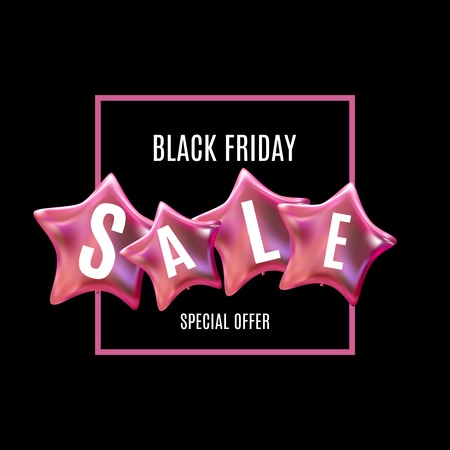 Black Friday Sale Balloon Concept of Discount. Special Offer Template .Vector Illustrationのイラスト素材
