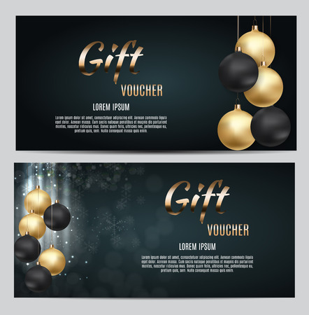 New Year and Christmas Gift Voucher Template Vector Illustration for Your Businessのイラスト素材