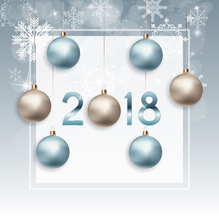 2018 New Year Background with Christmas Ball. Vector Illustrationのイラスト素材