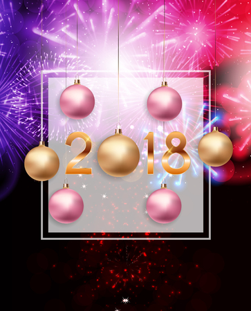 2018 New Year Background with Christmas Ball. Vector Illustrationのイラスト素材