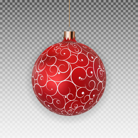 Christmas Ball with Ball and Ribbon on Transparent Backgroundのイラスト素材