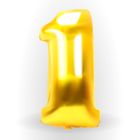 Realistic Gold Color Inflatable Air Balloon Figure 1. Vector Illustration.のイラスト素材