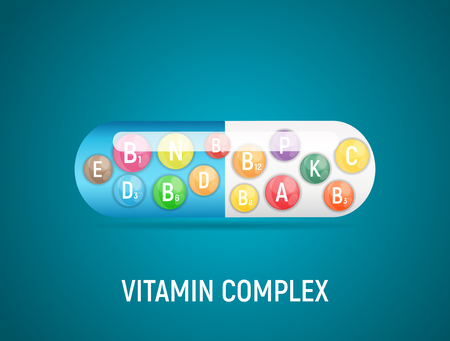 Vitamin and Antioxidant Complex. Vector Illustrationの写真素材