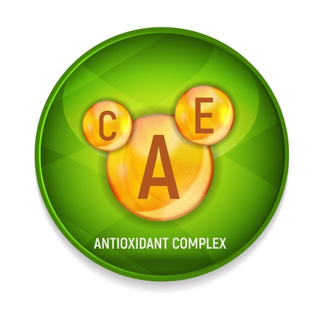 Vitamin A, C, E  Icon. Antioxidant Complex. Vector Illustrationの写真素材