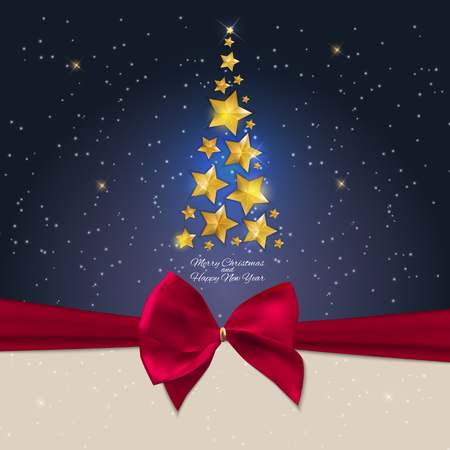 New Year card design with Christmas Tree Vector Illustrationのイラスト素材