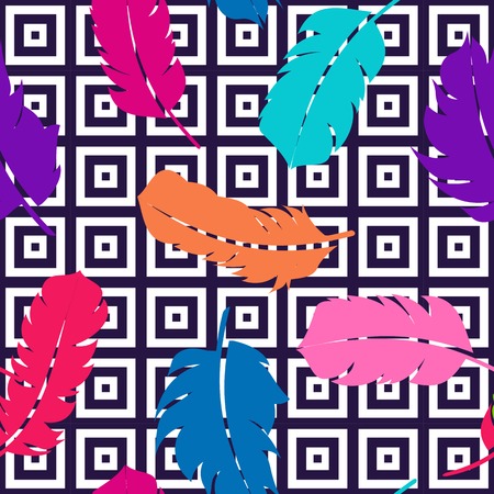 Bird Feather Hand Drawn Seamless Pattern Background Vector Illustration. EPS10のイラスト素材