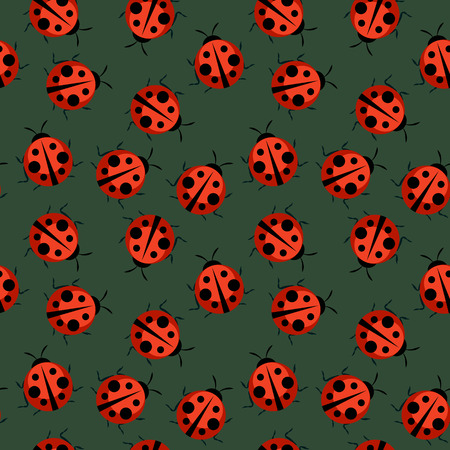 Cute Ladybug Seamless Pattern Background Vector Illustrationのイラスト素材