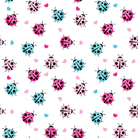 Cute Ladybug Seamless Pattern Background Vector Illustrationのイラスト素材