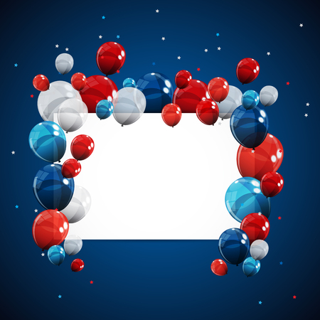 Color Glossy Happy Birthday Balloons Banner Background Vector Illustrationのイラスト素材