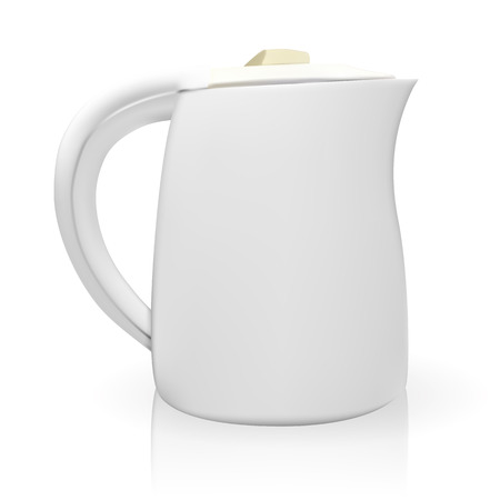 Realistic 3D model of teapot white color. Vector Illustrationのイラスト素材
