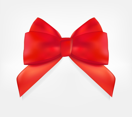 Design Product Red Ribbon and Bow. 3D Realistic Vector Illustrationのイラスト素材