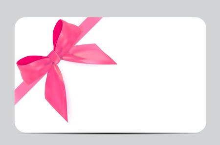 Blank Gift Card Template with Pink Bow and Ribbon. Vector Illustration for Your Businessのイラスト素材