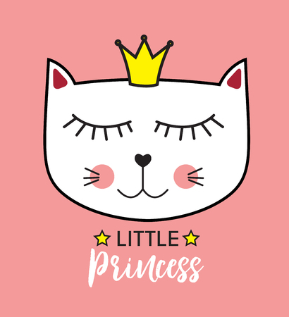Little Cute Cat Princess Vector Illustrationのイラスト素材
