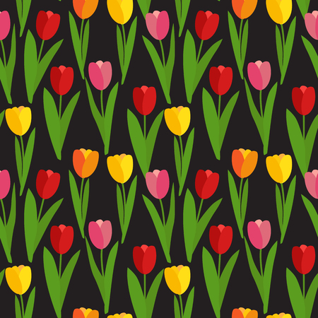 Spring Tulip Flowers Seamless Pattern Background Vector Illustration EPS10のイラスト素材