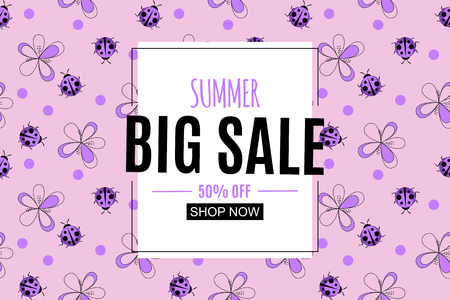 Abstract Summer Sale Background with Frame. Vector Illustrationのイラスト素材