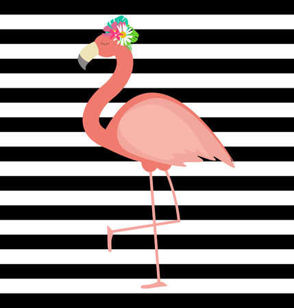 Cute Pink Flamingo Background Vector Illustration EPS10のイラスト素材