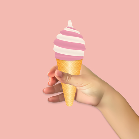 human hand holds Ice Cream Food Icon Vector Illustrationのイラスト素材