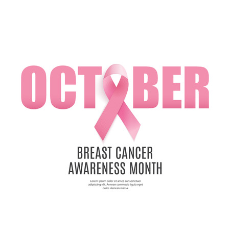 Breast Cancer Awareness Month Pink Ribbon Background Vector Illustrationのイラスト素材