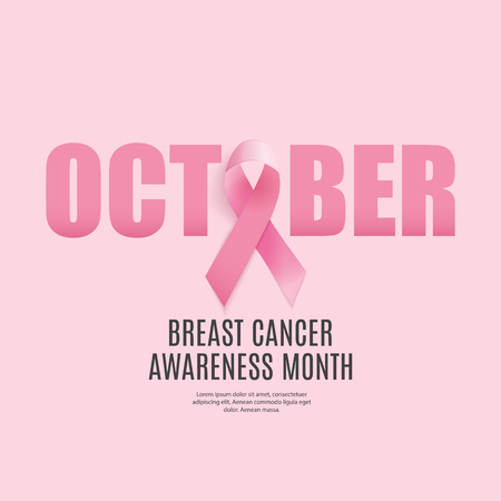 Breast Cancer Awareness Month Pink Ribbon Background Vector Illustrationのイラスト素材