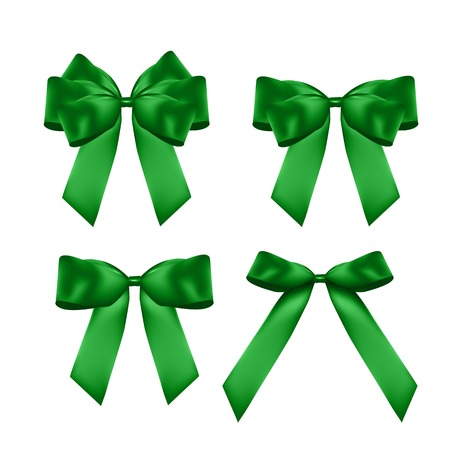 Decorative green bow collection set. 3D Realistic Vector Illustration. EPS10のイラスト素材