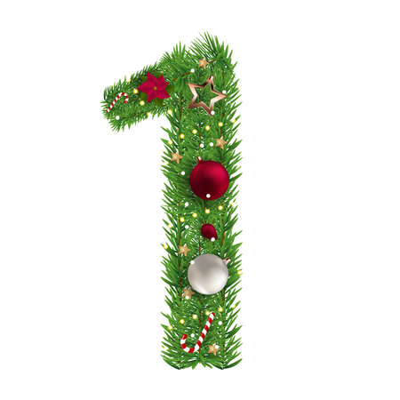 Christmas alphabet number 1 vector illustration EPS10のイラスト素材