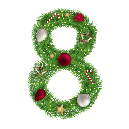 Christmas alphabet number 8 vector illustration EPS10のイラスト素材