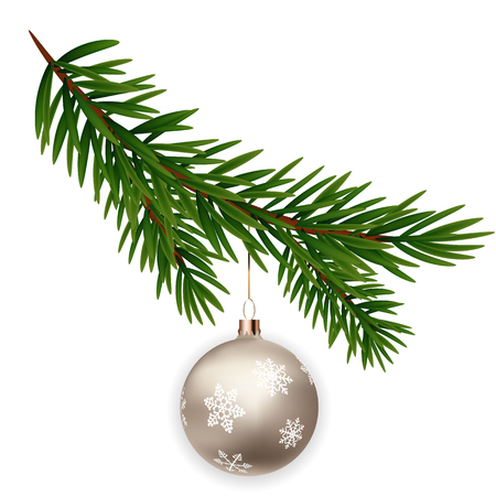 Christmas decorations. Fir tree branch with ball. Vector Illustration EPS10のイラスト素材